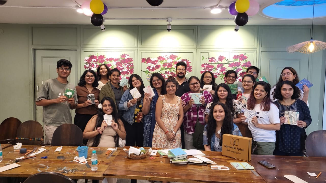 Finished journals made by a corporate team during a Spread & Spine workshop